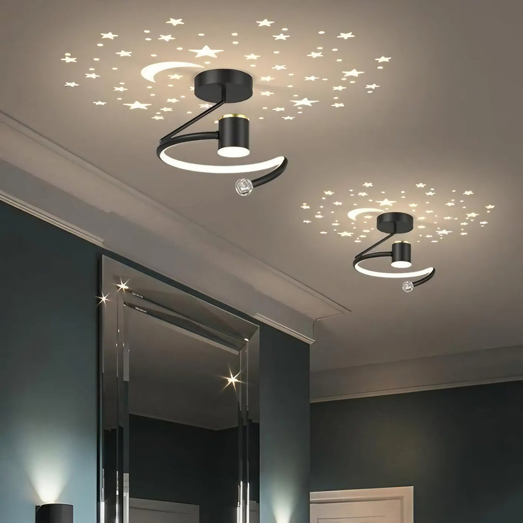 Plafonnier LED lune et étoiles, décor de ciel nocturne