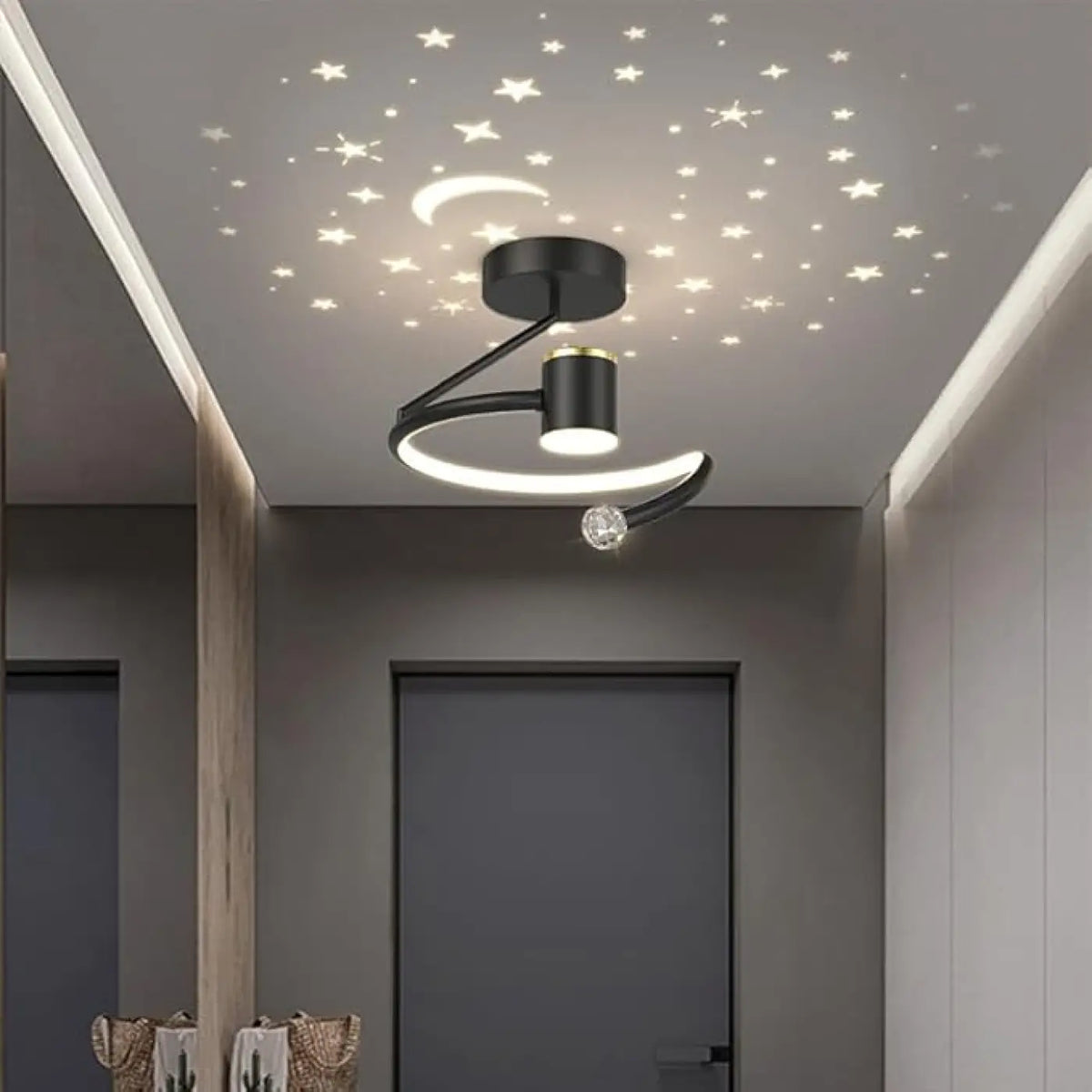 Plafonnier LED lune et étoiles, décor de ciel nocturne