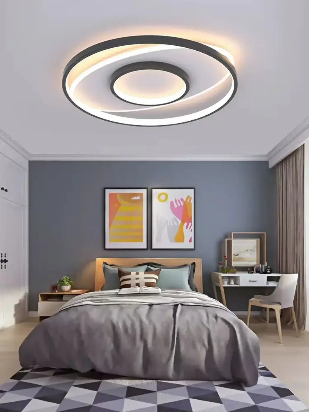 Plafonnier LED rond minimaliste, blanc chaud, froid ou réglable