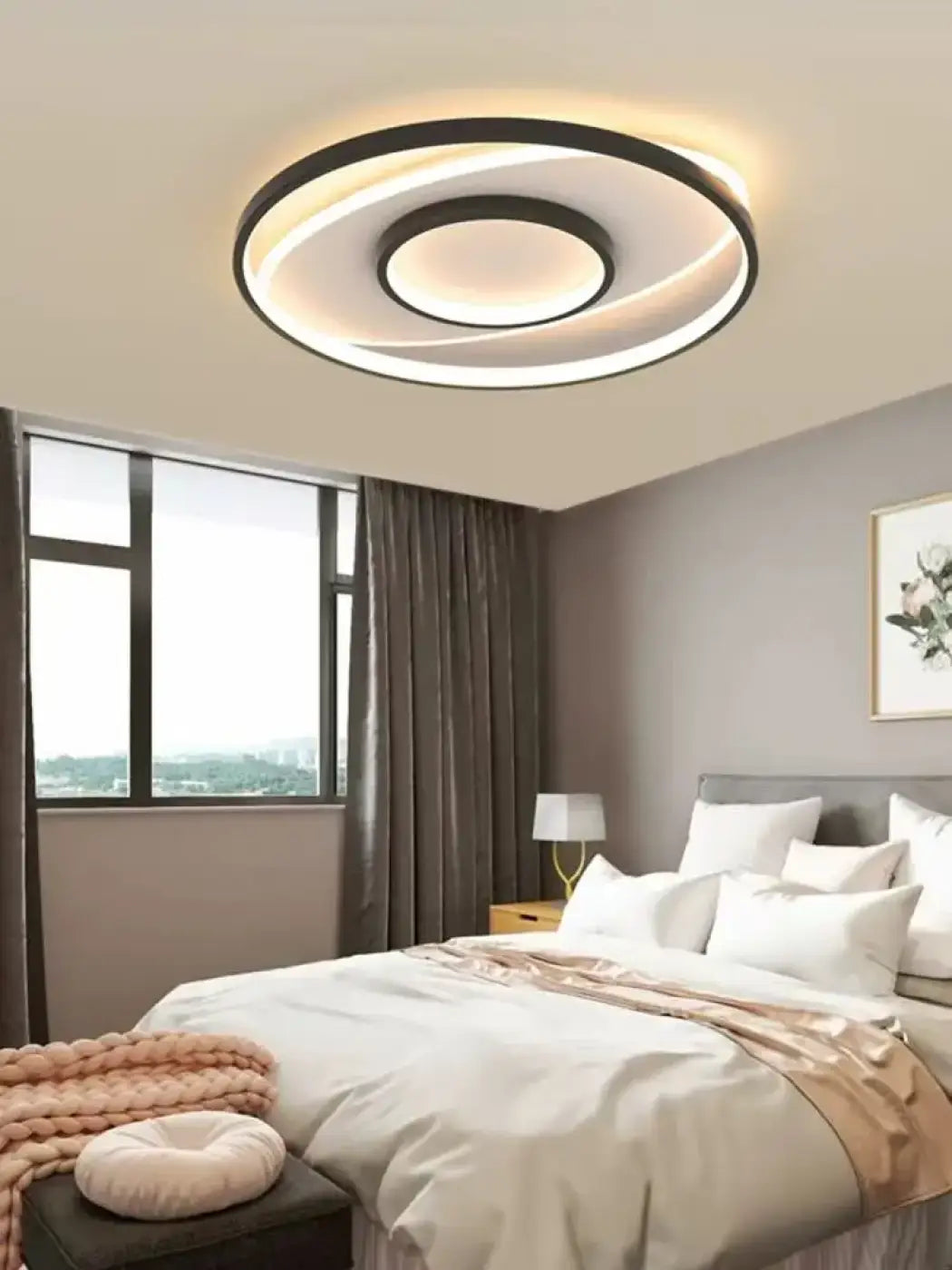 Plafonnier LED rond minimaliste, blanc chaud, froid ou réglable