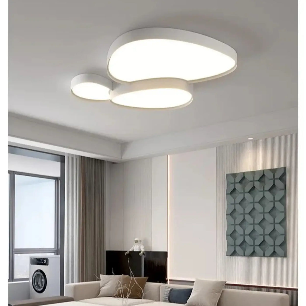 Plafonnier LED aux formes organiques, noir ou blanc, 3 tailles