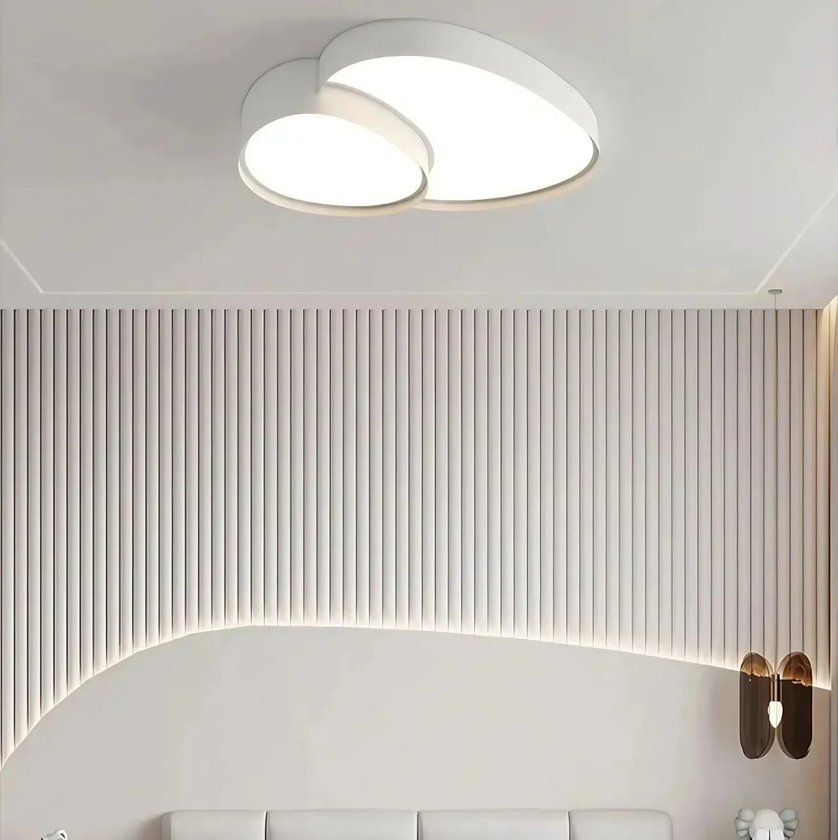 Plafonnier LED aux formes organiques, noir ou blanc, 3 tailles, blanc