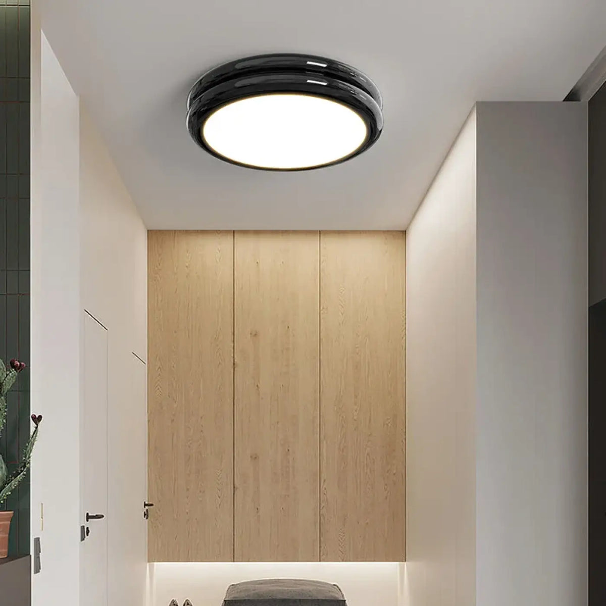 Plafonnier LED rond minimaliste, six coloris, tailles S et M, noir