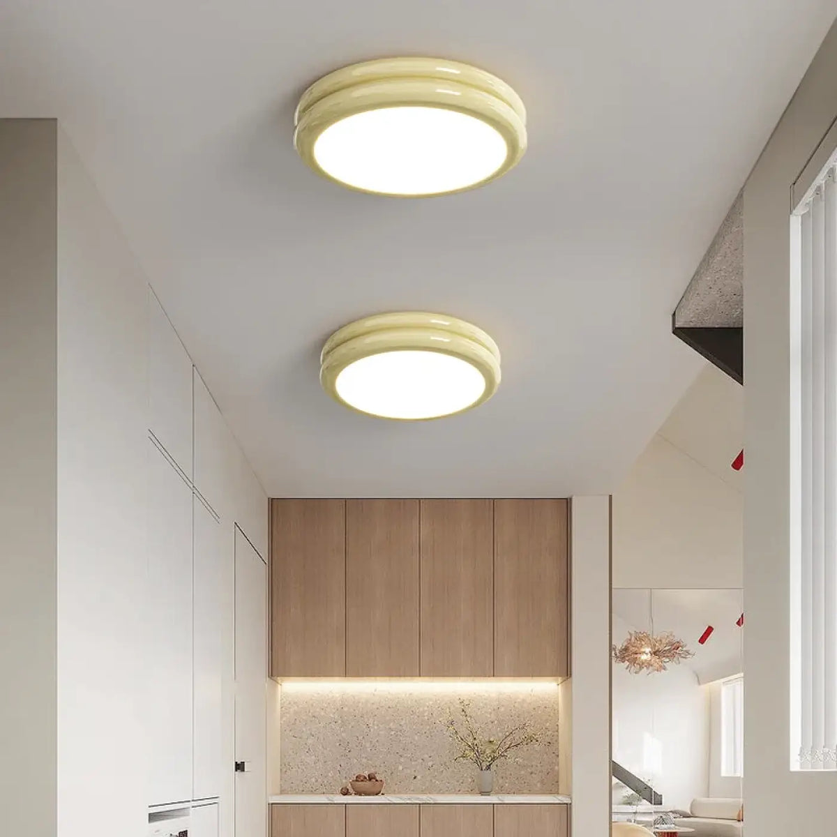 Plafonnier LED rond minimaliste, six coloris, tailles S et M, jaune
