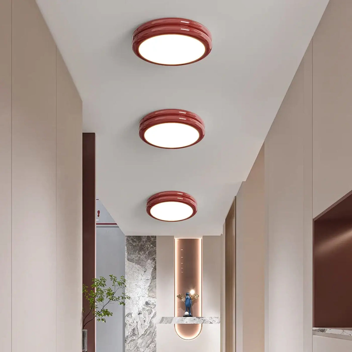 Plafonnier LED rond minimaliste, six coloris, tailles S et M, rouge