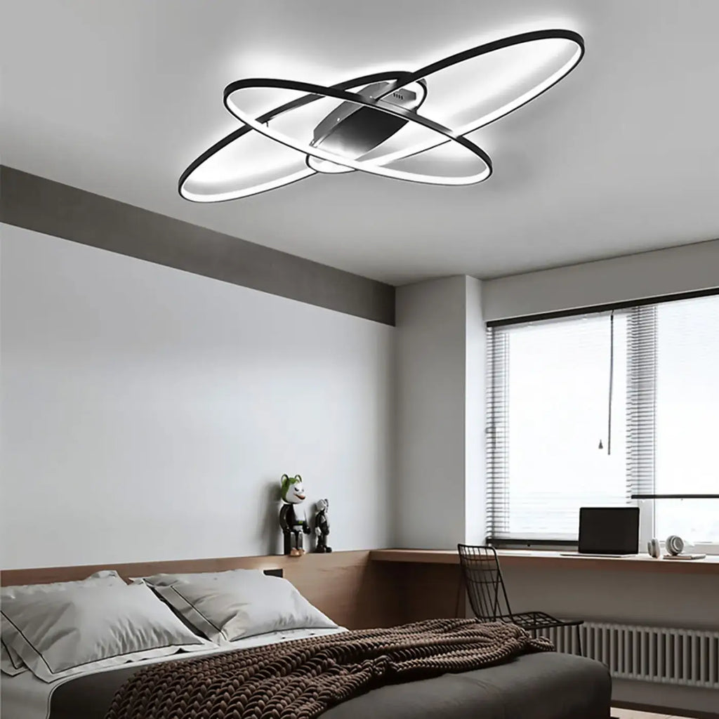 Plafonnier LED à anneaux entrecroisés, noir ou blanc
