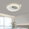 Plafonnier LED double anneau en cristal, blanc, doré ou noir, blanc