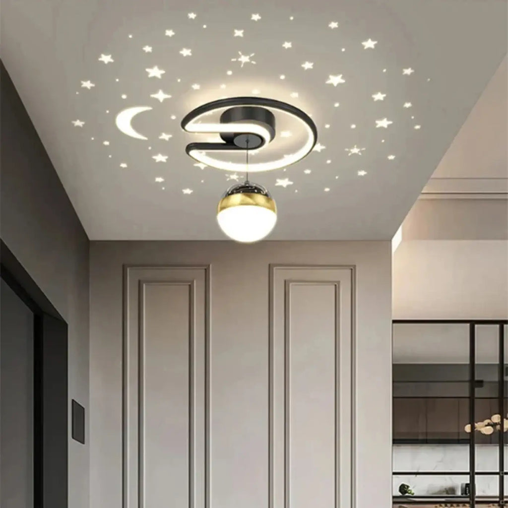 Plafonnier LED moderne à globe, noir et doré