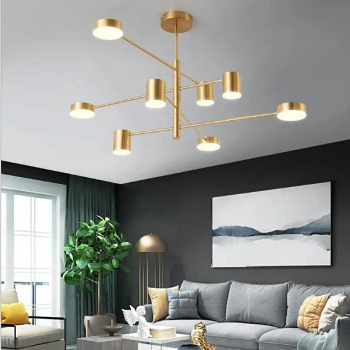 Plafonnier LED design, noir ou doré, doré
