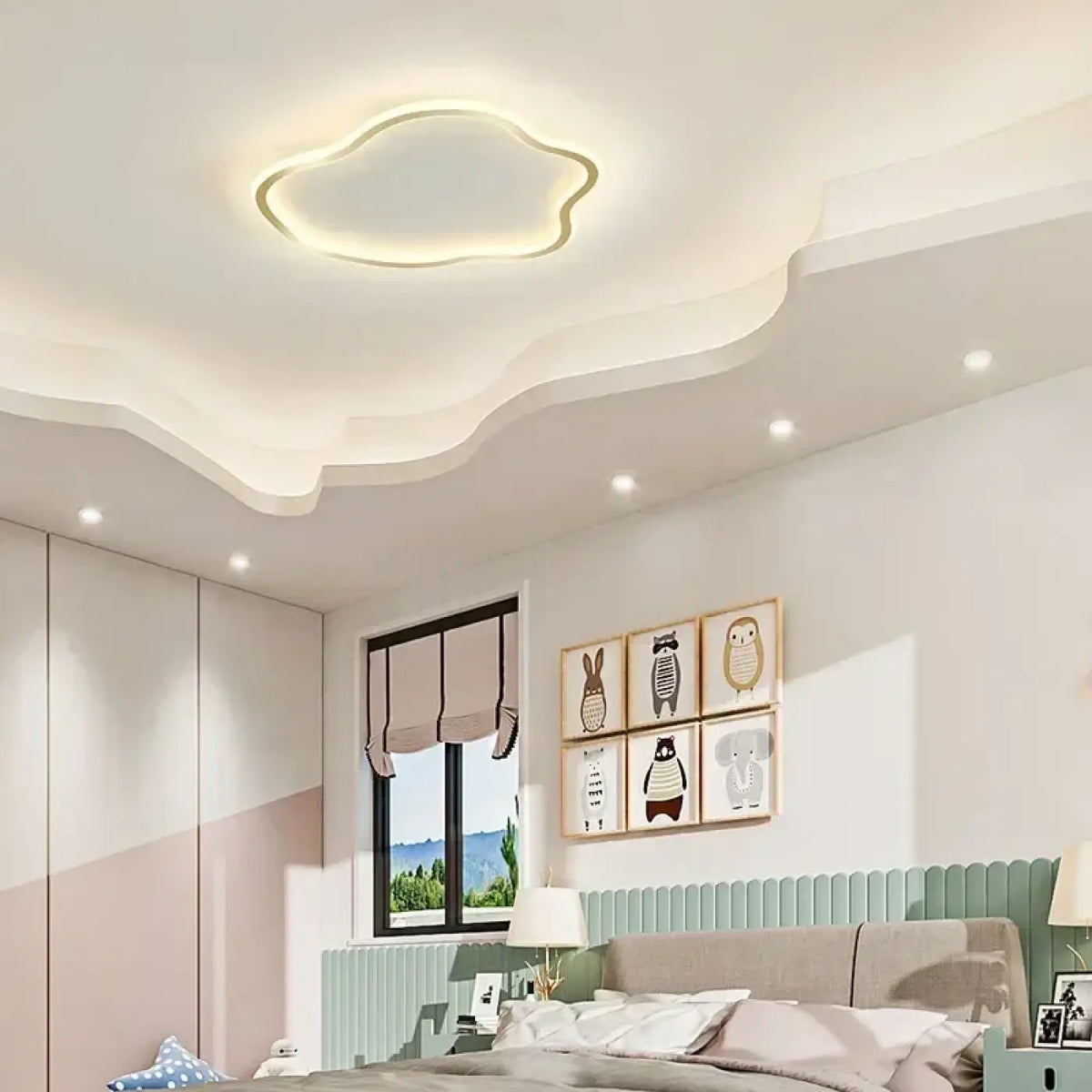 Plafonnier LED en forme de nuage, trois tailles et trois coloris, doré