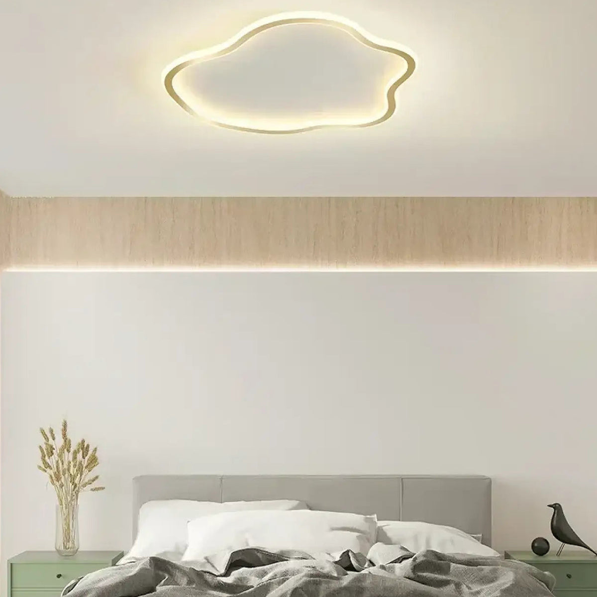 Plafonnier LED en forme de nuage, trois tailles et trois coloris, doré