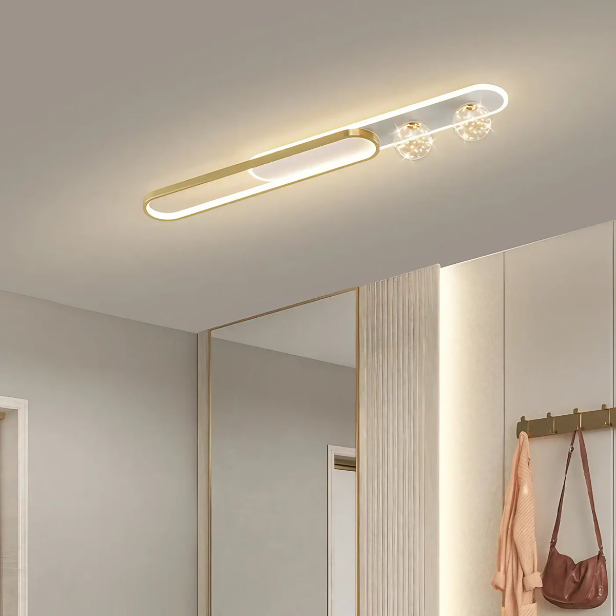Plafonnier LED ovale en cristal, doré ou noir, une ou deux boules, doré