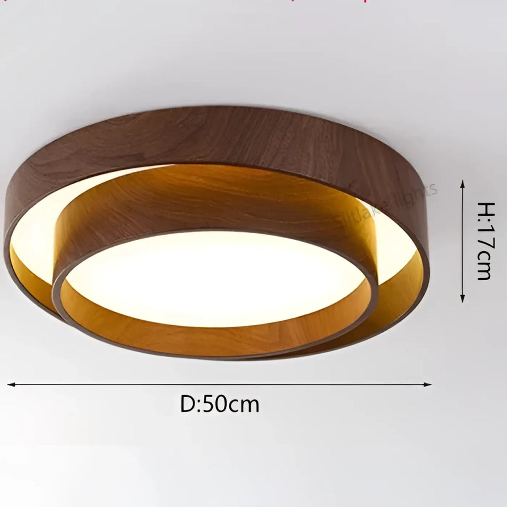 Plafonnier LED effet bois naturel, esprit scandinave, tailles S et M