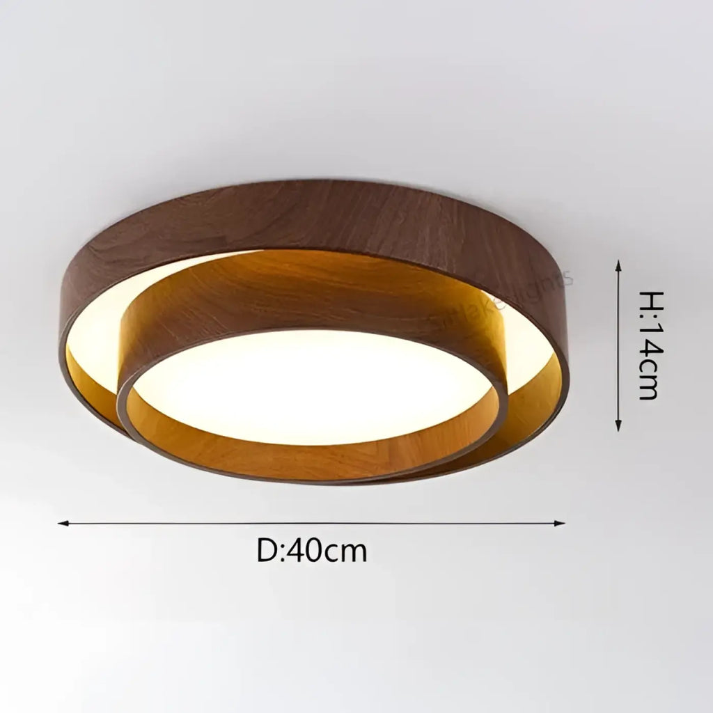 Plafonnier LED effet bois naturel, esprit scandinave, tailles S et M