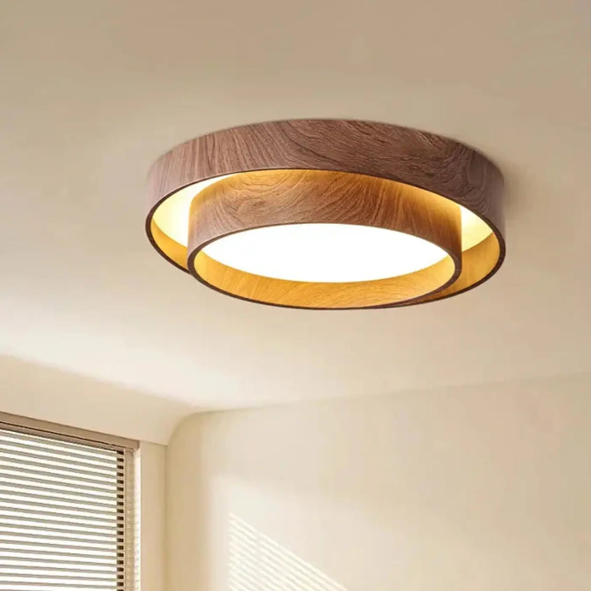 Plafonnier LED effet bois naturel, esprit scandinave, tailles S et M