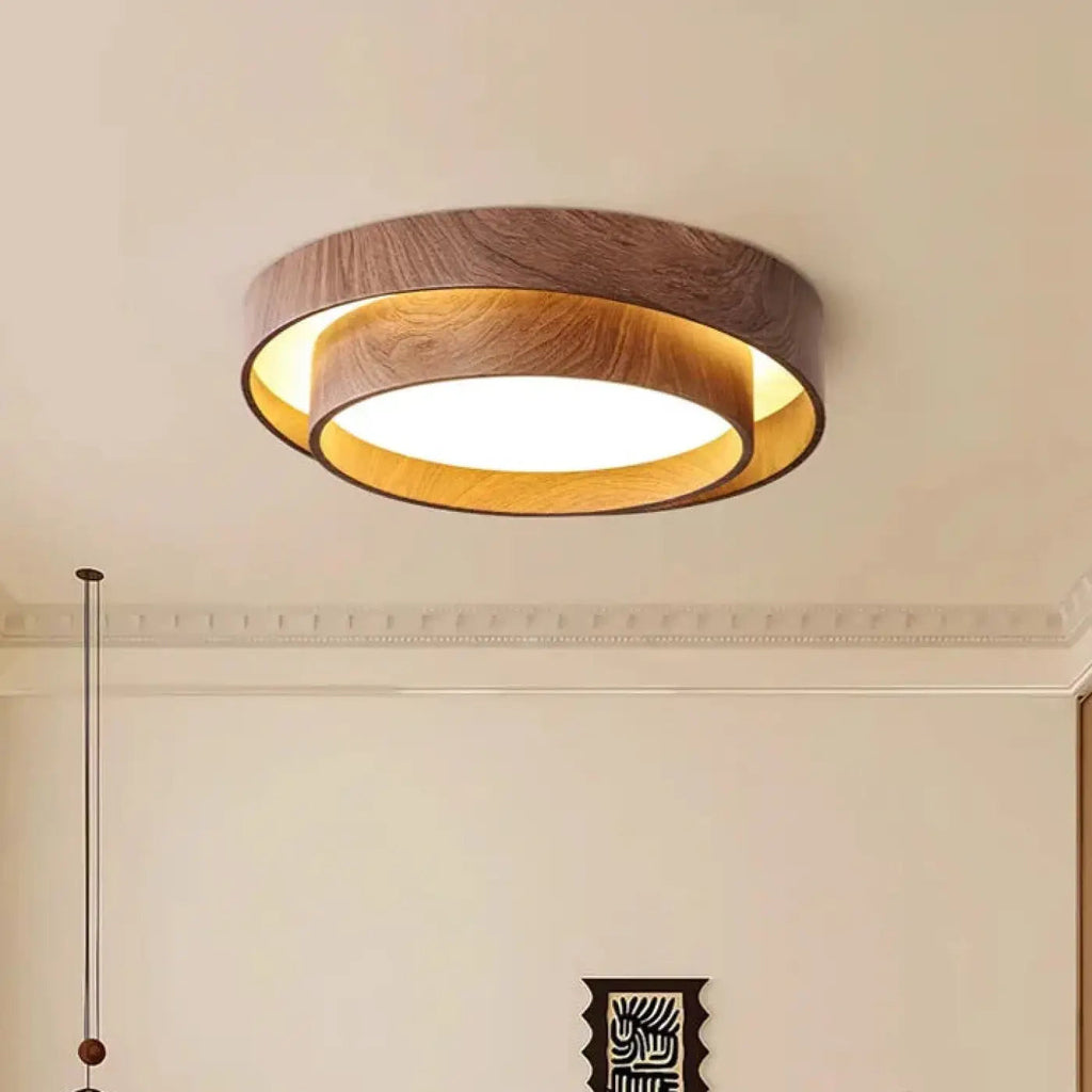 Plafonnier LED effet bois naturel, esprit scandinave, tailles S et M