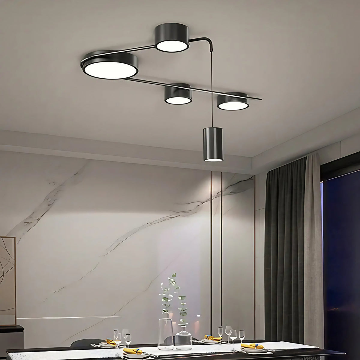 Plafonnier contemporain à spots orientables, tailles S et M