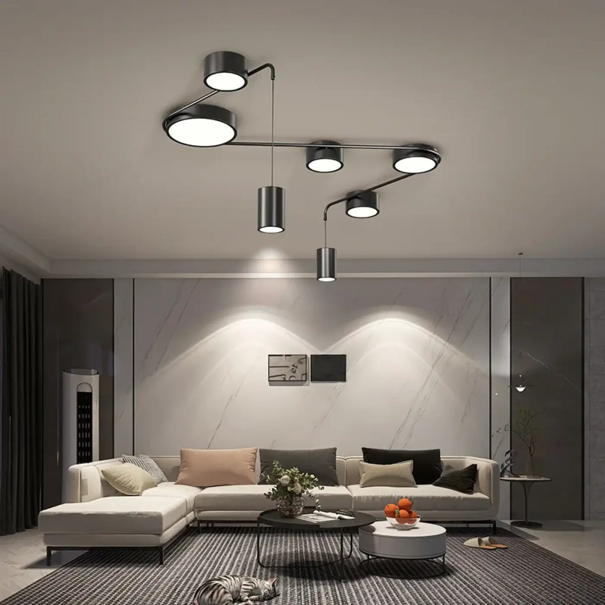 Plafonnier contemporain à spots orientables, tailles S et M