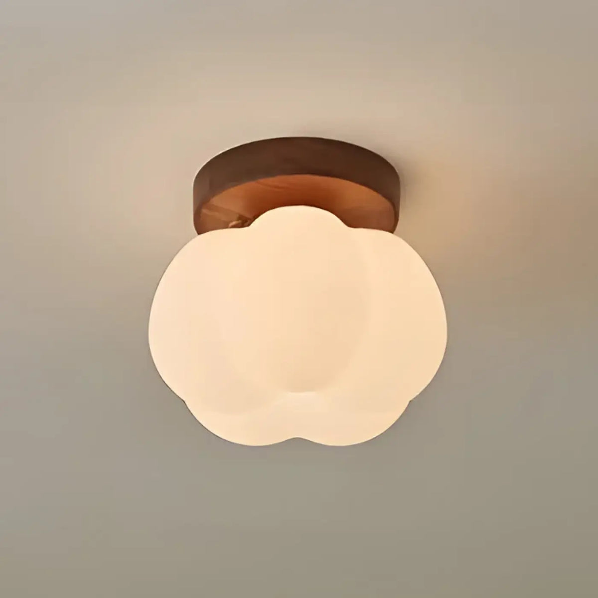 Plafonnier LED fleur en bois, pétales diffusants, beige ou marron