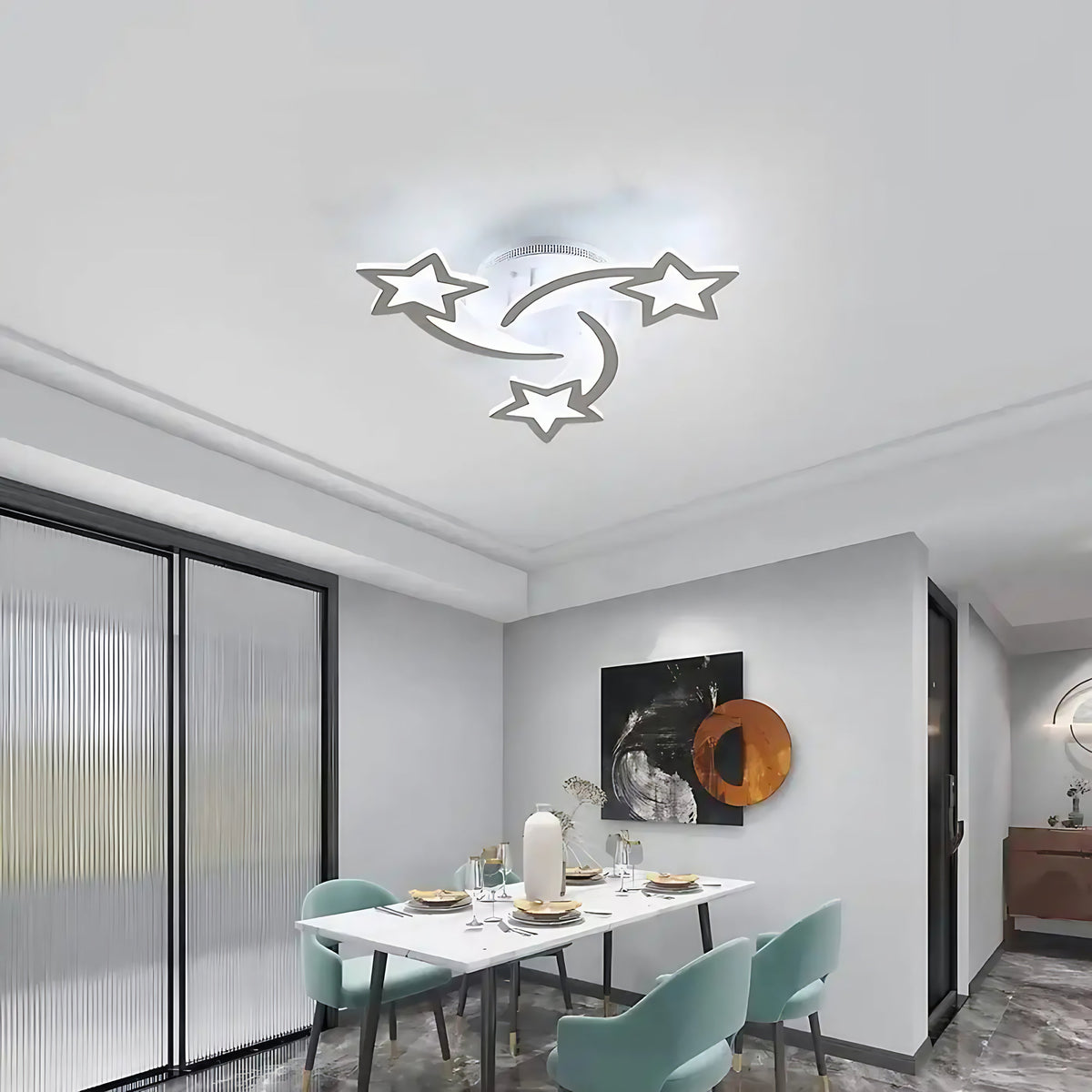 Plafonnier LED étoiles entrelacées pour chambre d'enfant