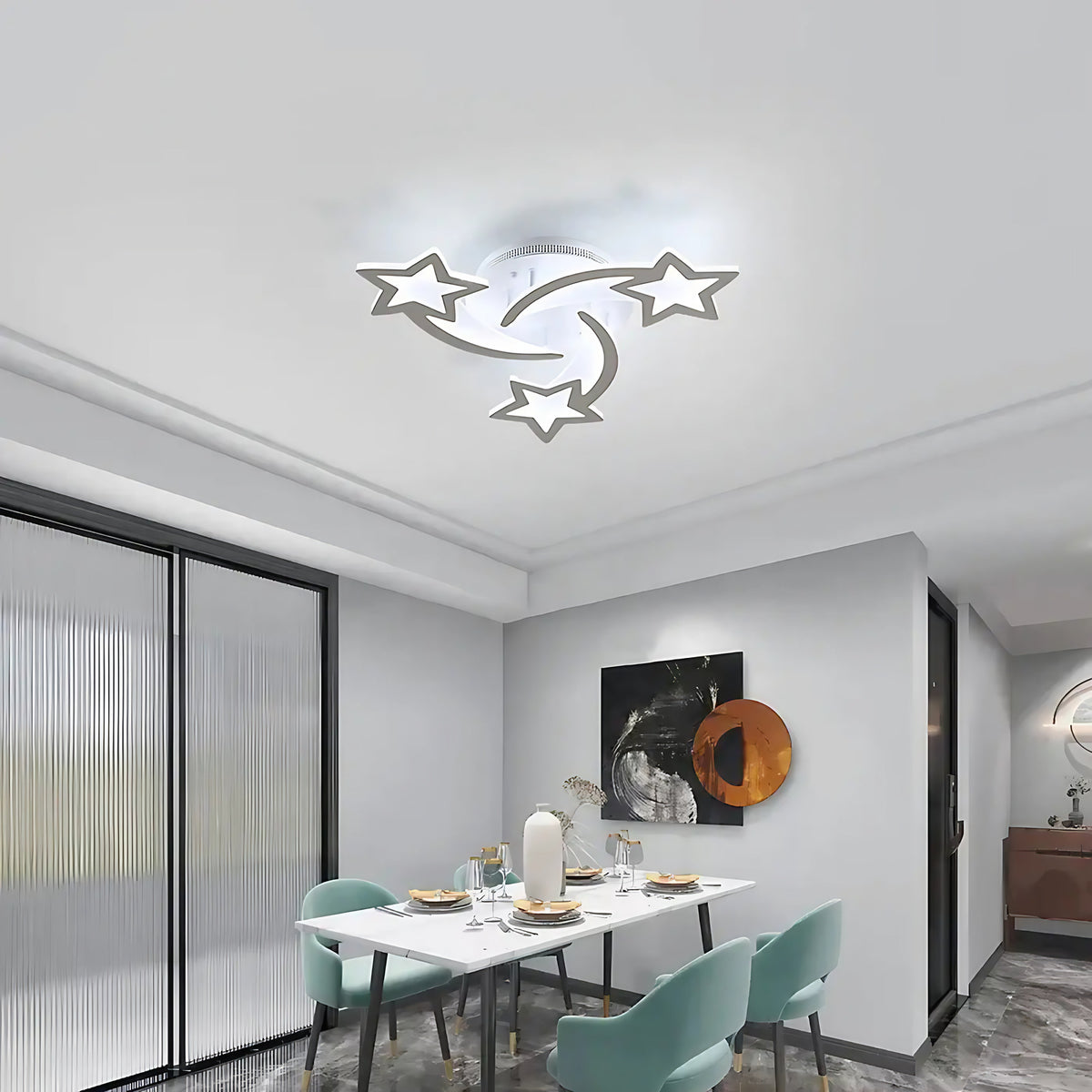 Plafonnier LED étoiles entrelacées pour chambre d'enfant