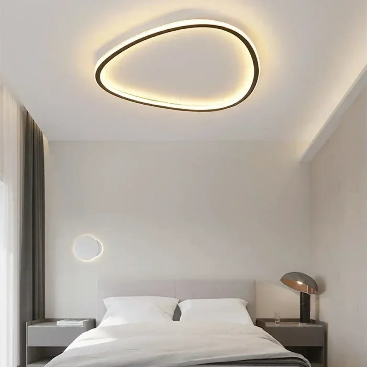 Plafonnier LED de forme organique asymétrique, noir ou blanc