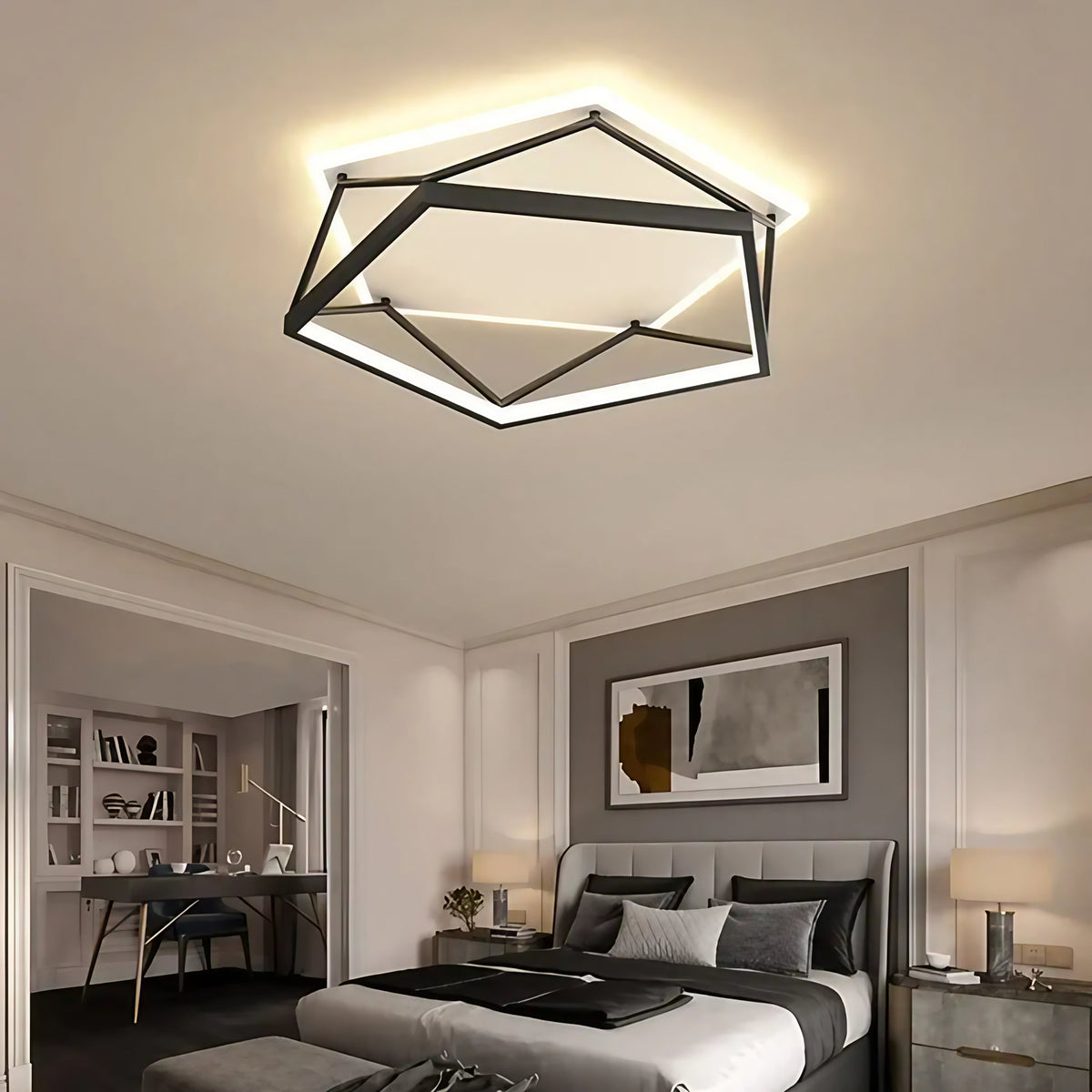 Plafonnier LED géométrique pour chambre, tailles S et M