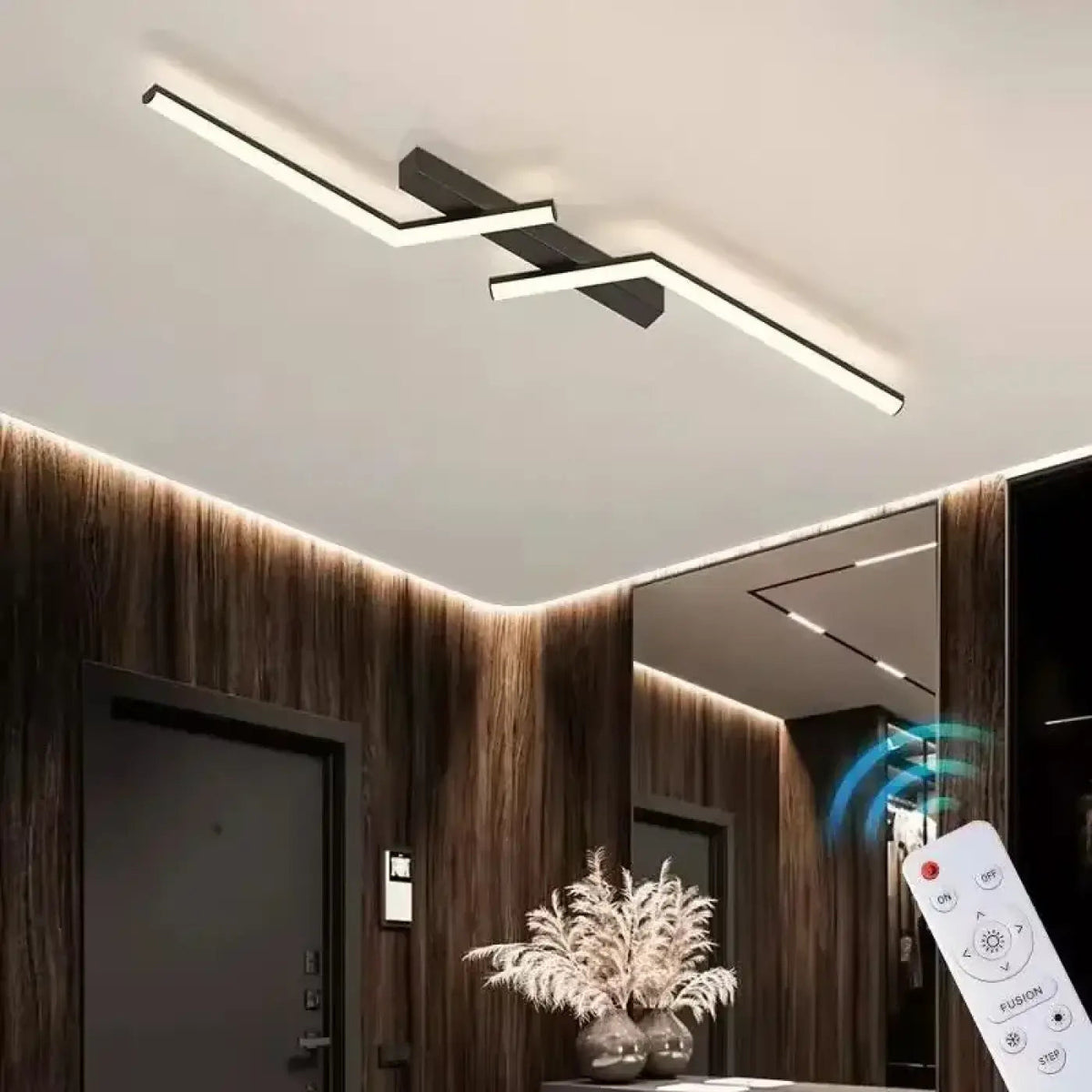 Plafonnier LED linéaire pour salon, doré ou noir, trois tailles, noir