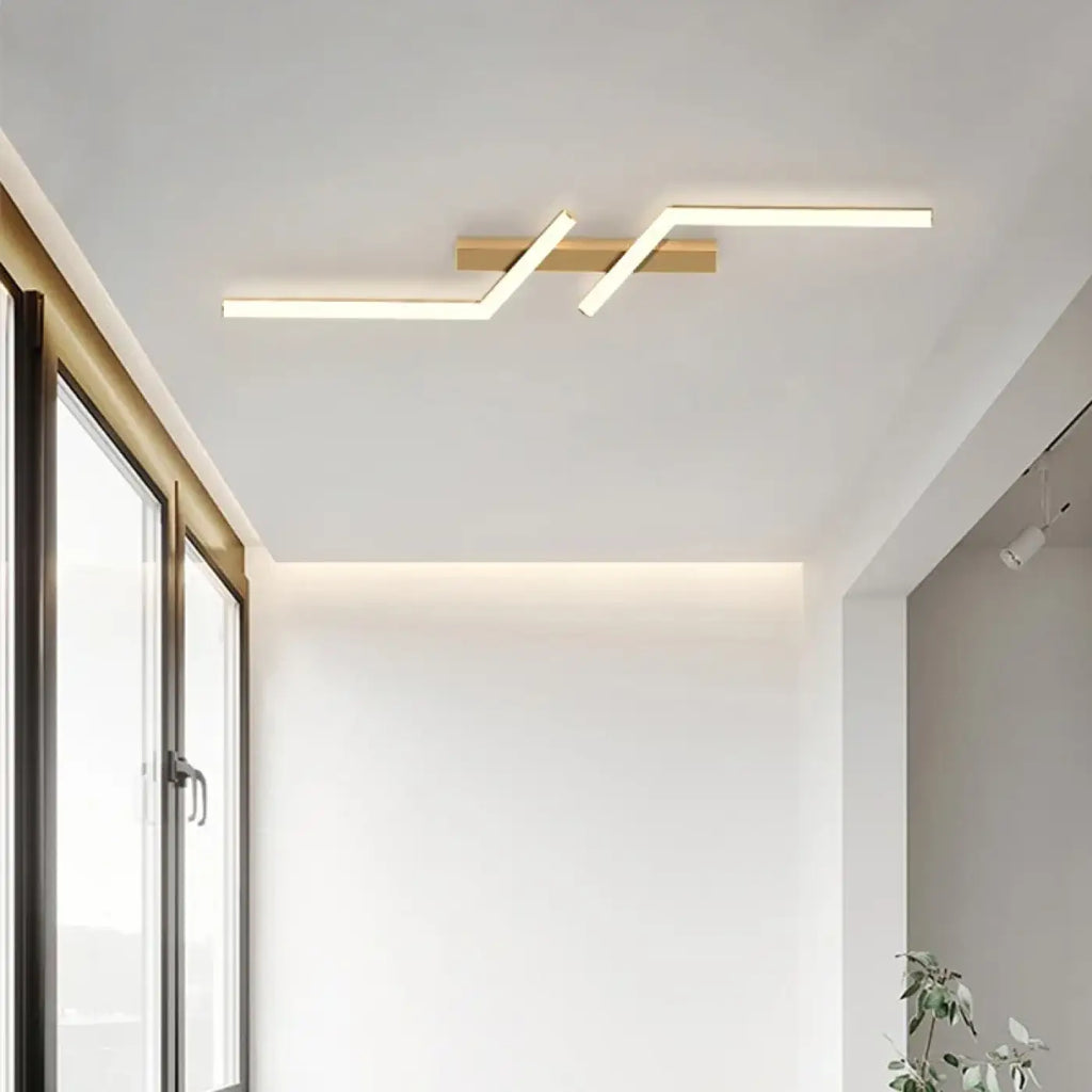 Plafonnier LED linéaire pour salon, doré ou noir, trois tailles, doré