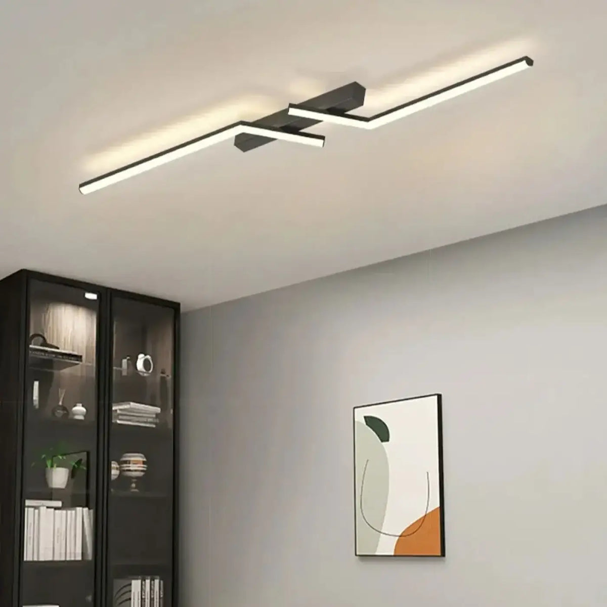 Plafonnier LED linéaire pour salon, doré ou noir, trois tailles