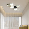Plafonnier LED à hexagones noirs et blancs imbriqués, 5 tailles