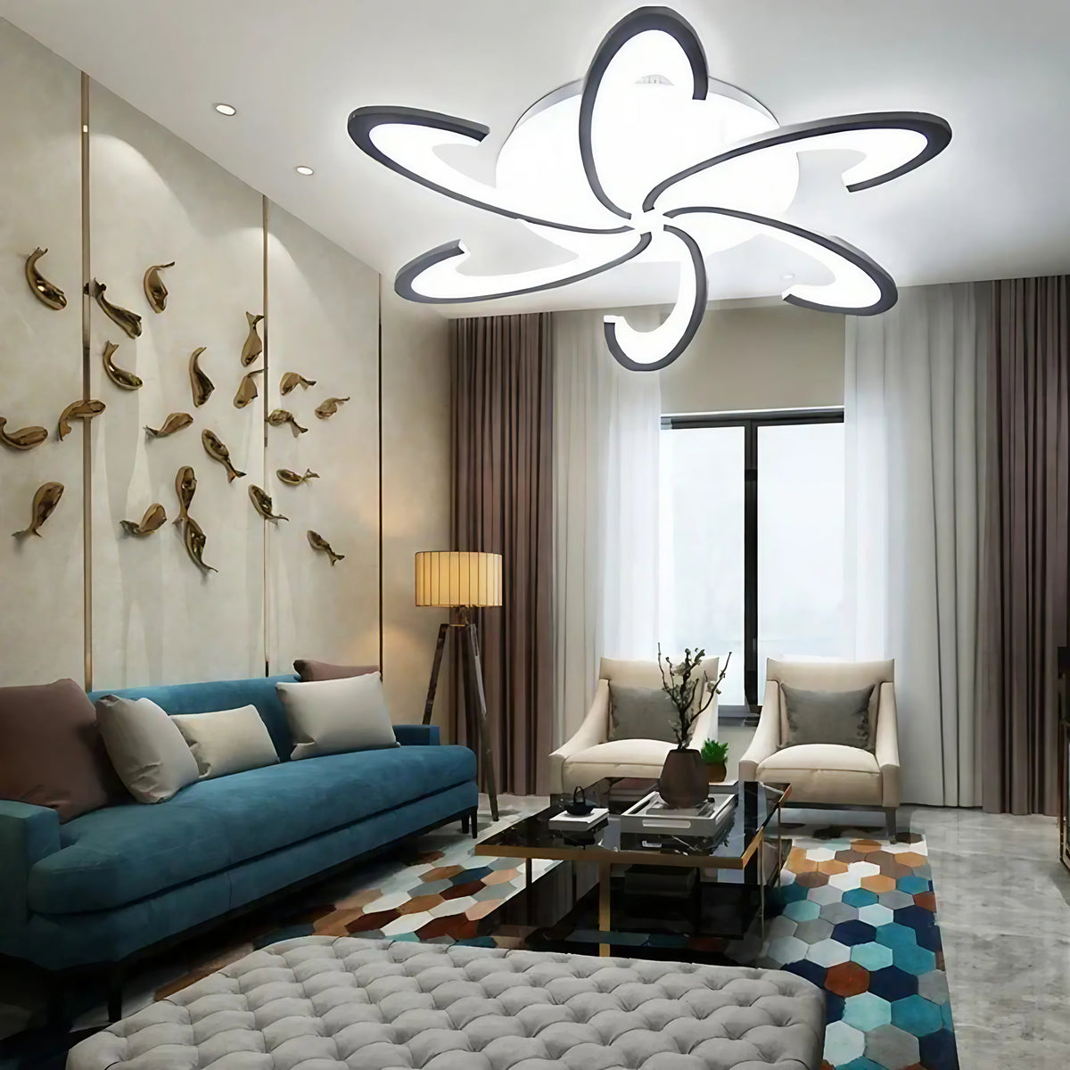 Plafonnier LED moderne au design artistique, lumière au choix