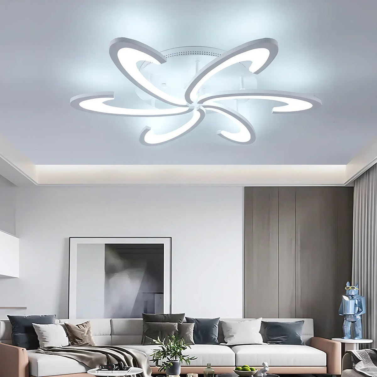 Plafonnier LED moderne au design artistique, lumière au choix
