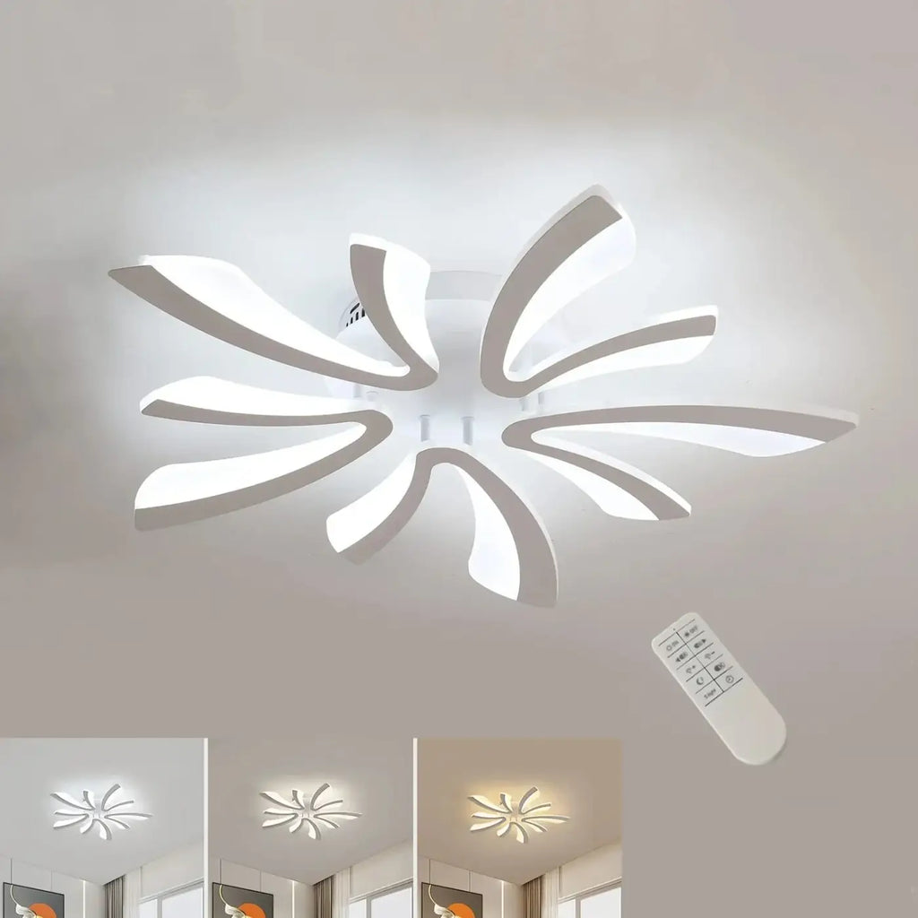 Plafonnier LED en forme de fleur blanche, effet sculpture