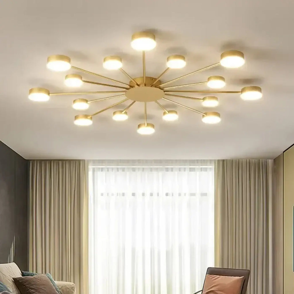 Plafonnier LED style chandelier, doré ou noir, de 4 à 16 lumières
