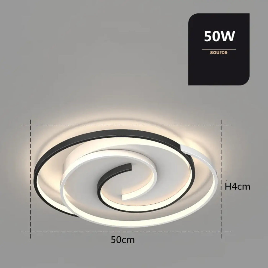 Plafonnier LED en spirale, tailles S et M, lumière au choix