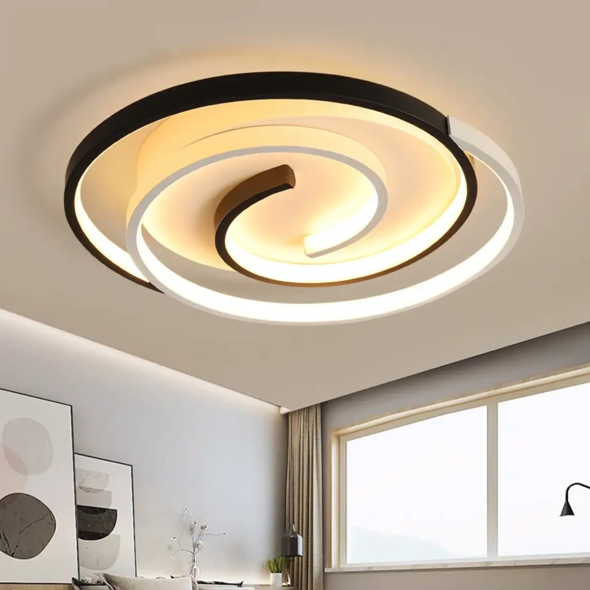 Plafonnier LED en spirale, tailles S et M, lumière au choix