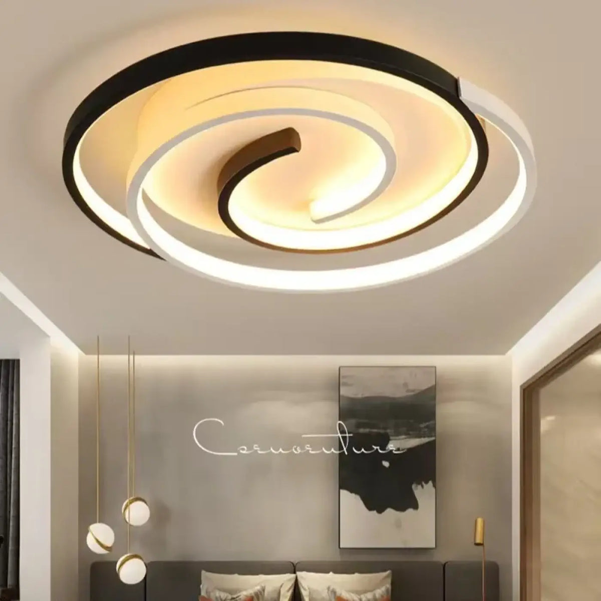 Plafonnier LED en spirale, tailles S et M, lumière au choix