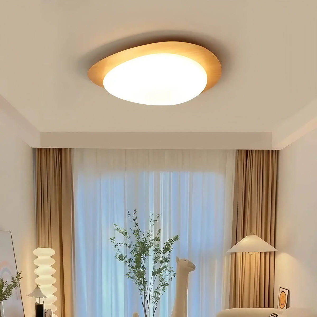 Plafonnier LED moderne, beige ou marron, tailles S, M et L, beige