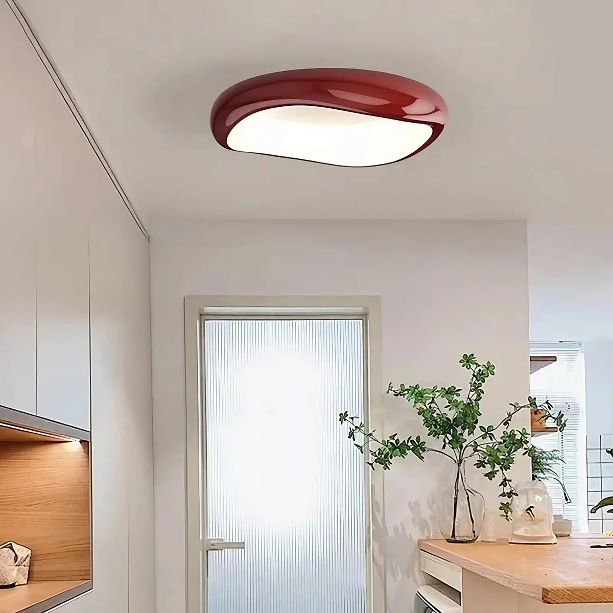 Plafonnier LED rond pour couloir et entrée, six coloris, rouge