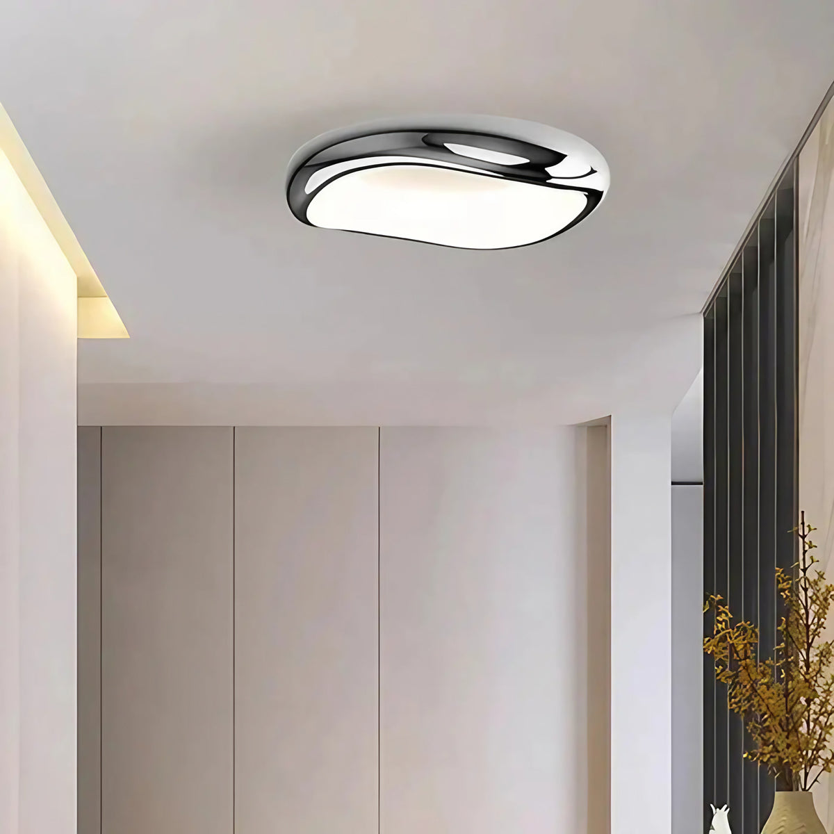 Plafonnier LED rond pour couloir et entrée, six coloris, argenté