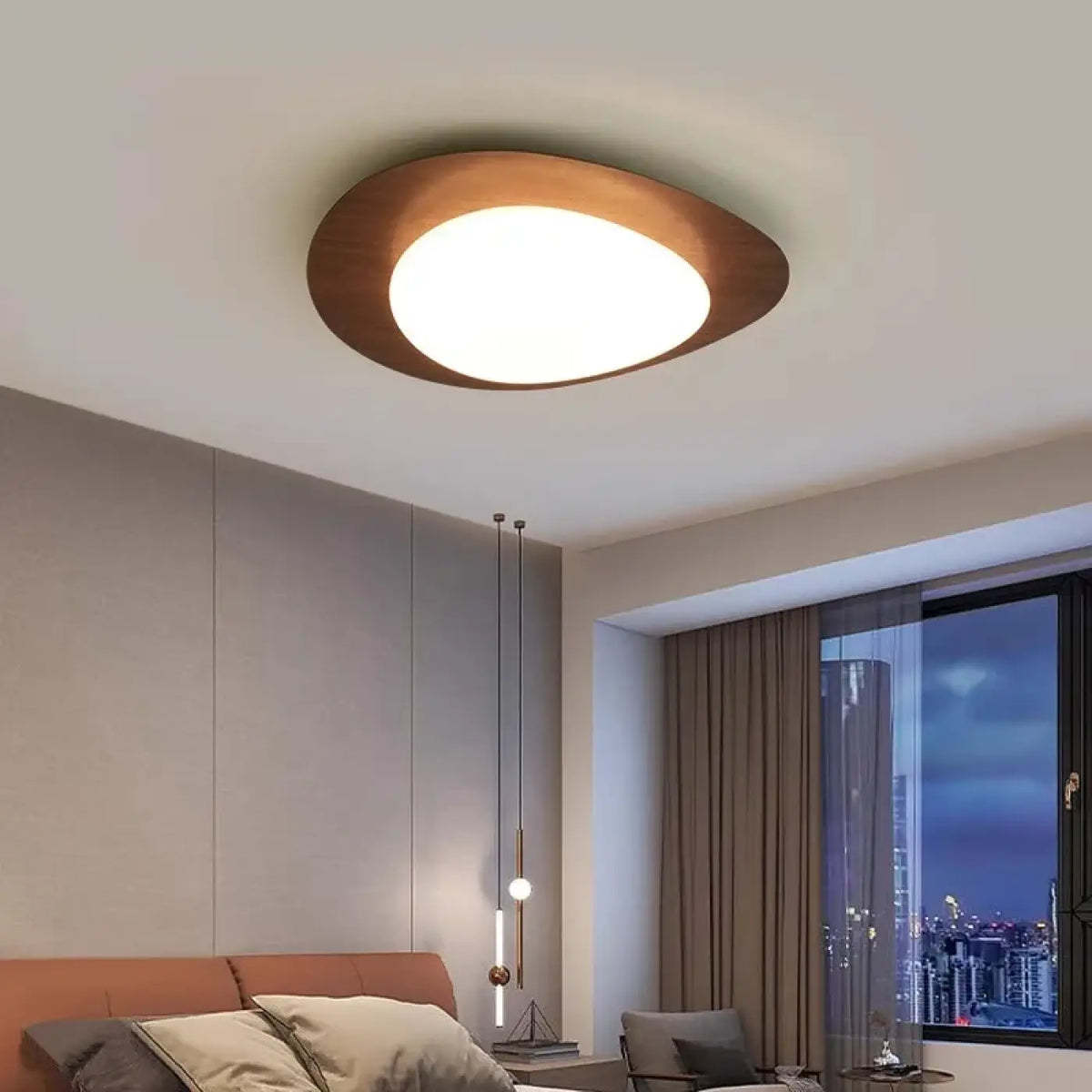 Plafonnier LED moderne, beige ou marron, tailles S, M et L, marron