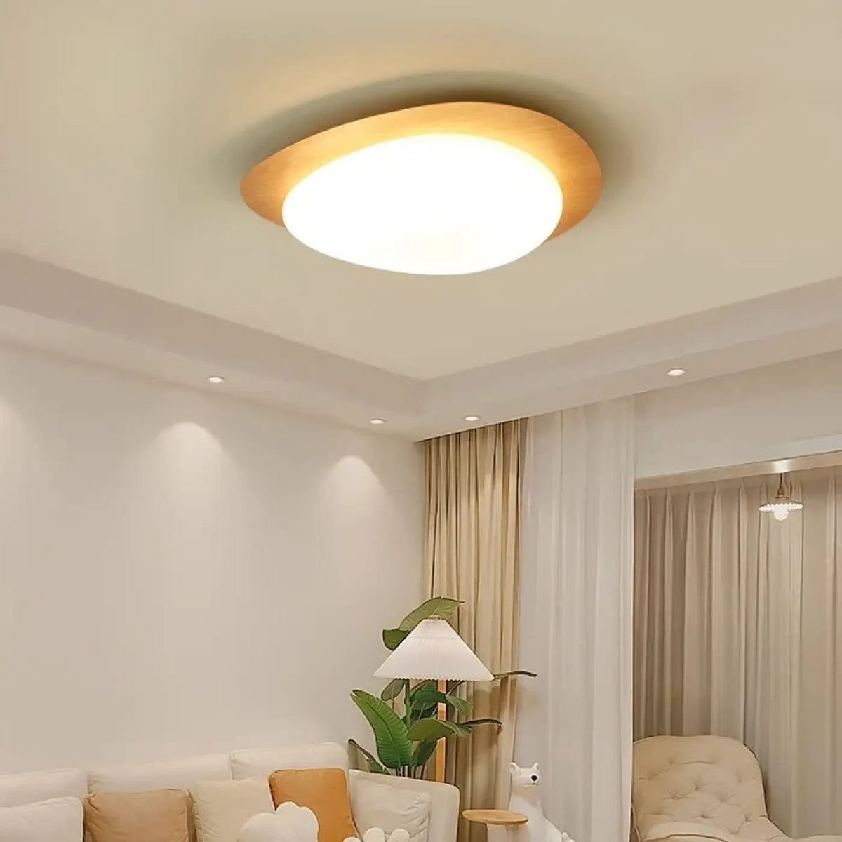 Plafonnier LED moderne, beige ou marron, tailles S, M et L, beige