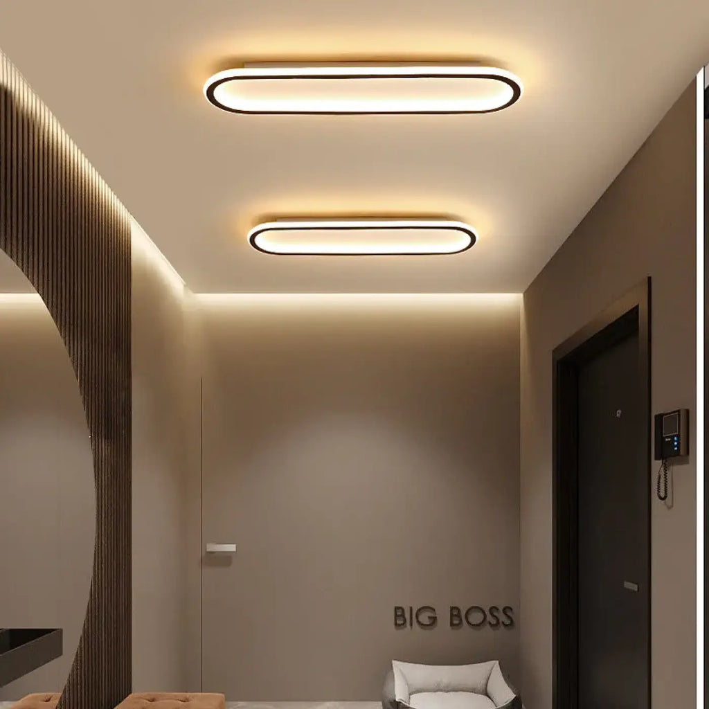 Plafonnier LED ovale au design minimaliste, blanc chaud ou froid