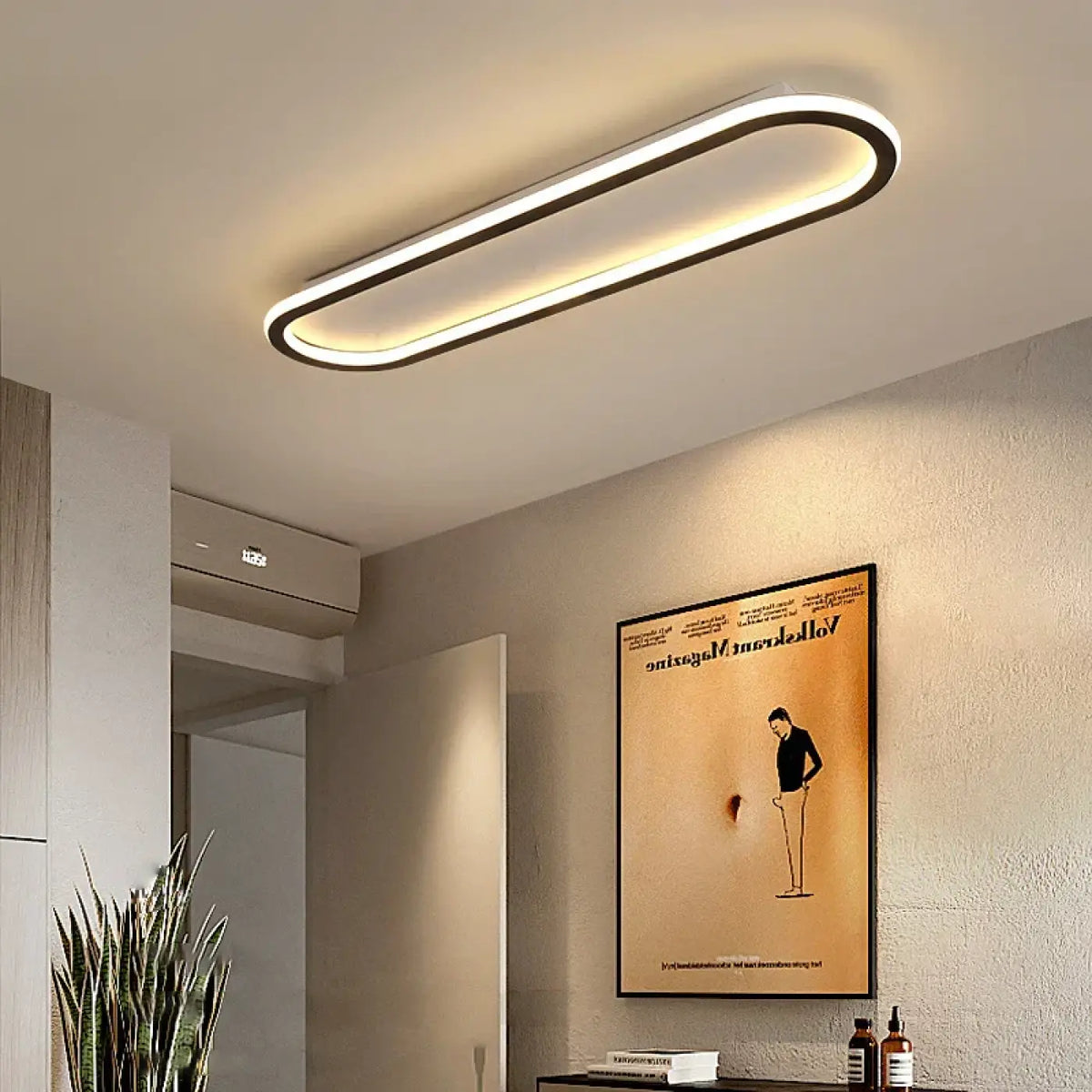 Plafonnier LED ovale au design minimaliste, blanc chaud ou froid