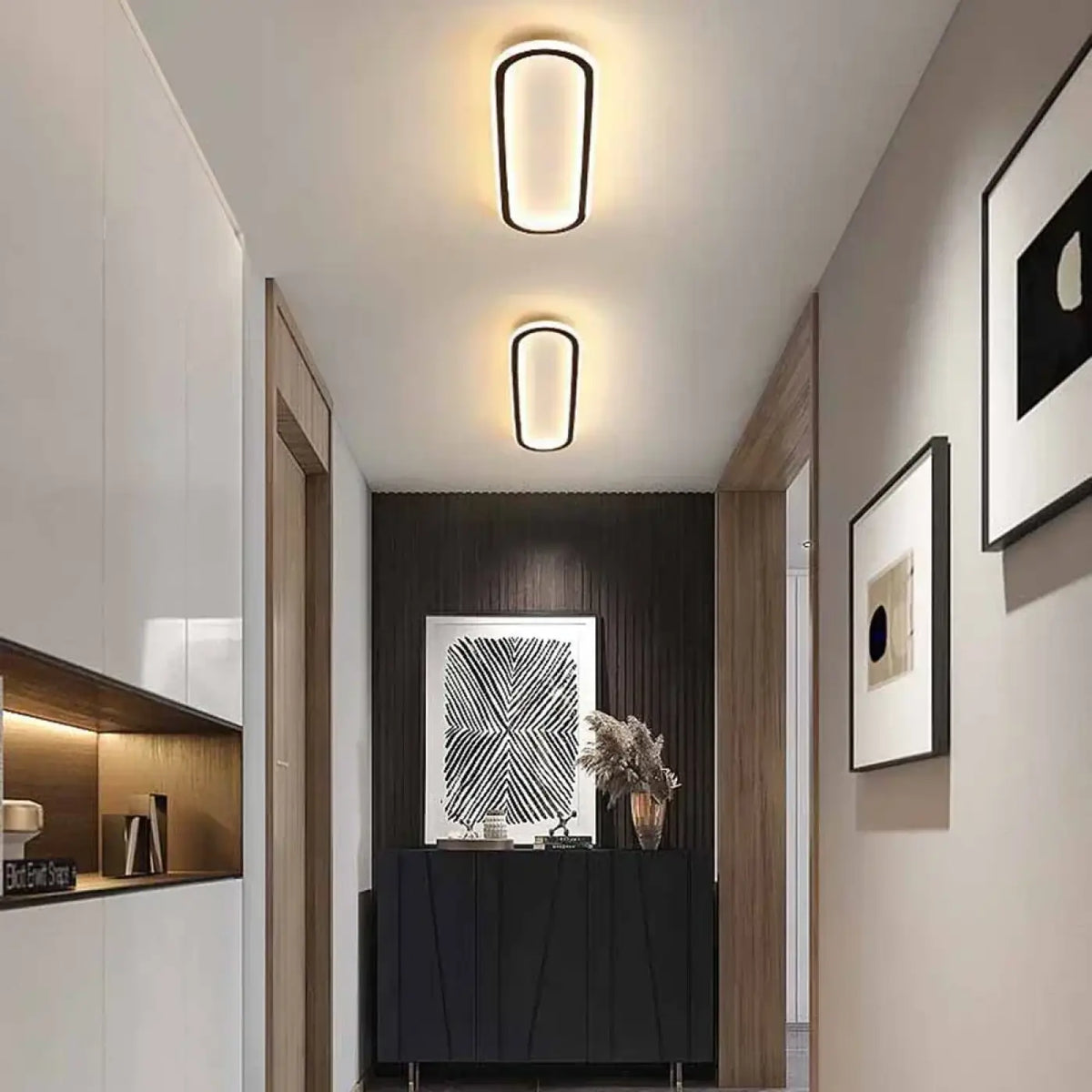 Plafonnier LED ovale minimaliste, tailles S, M, L