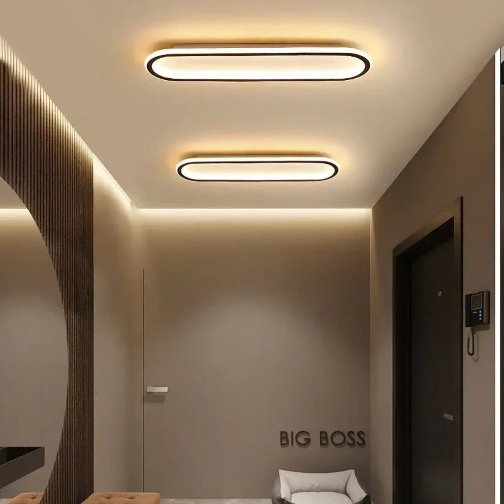 Plafonnier LED ovale minimaliste, tailles S, M, L