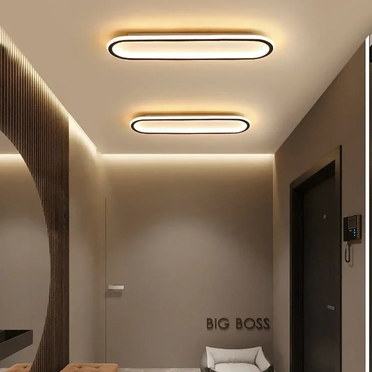 Plafonnier LED ovale minimaliste, tailles S, M, L
