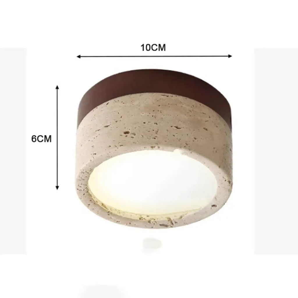 Plafonnier LED pierre et bois pour couloir, marron ou beige