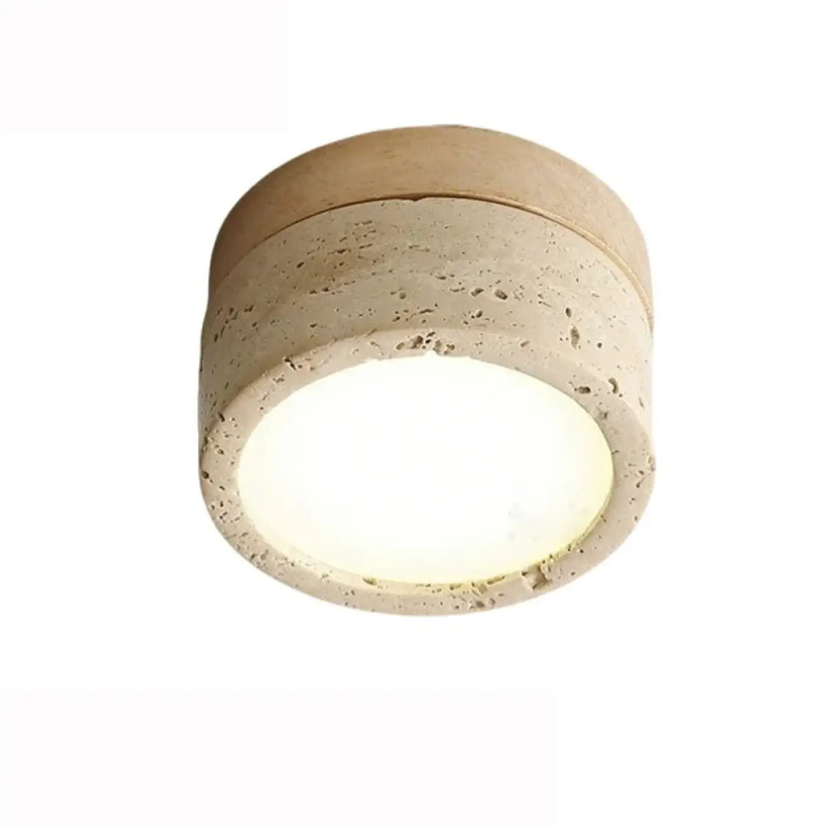 Plafonnier LED pierre et bois pour couloir, marron ou beige